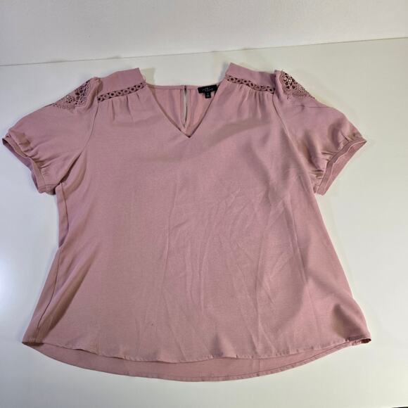Milk and Honey Blush Pink Blouse with Lacey Cutouts size 1X - Picture 1 of 7